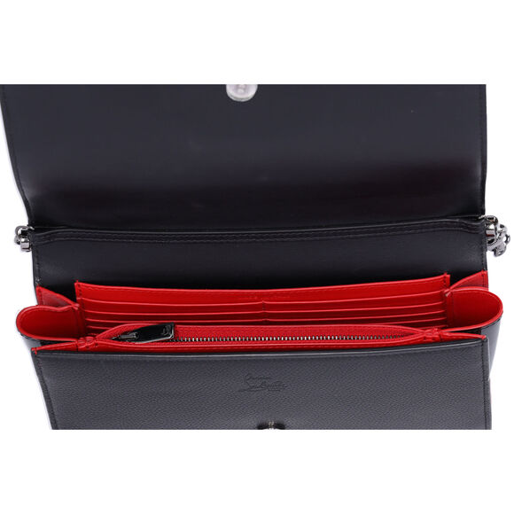 Christian Louboutin Paloma Clutch Crossbody Leather Black on Black Studded - Picture 8 of 8